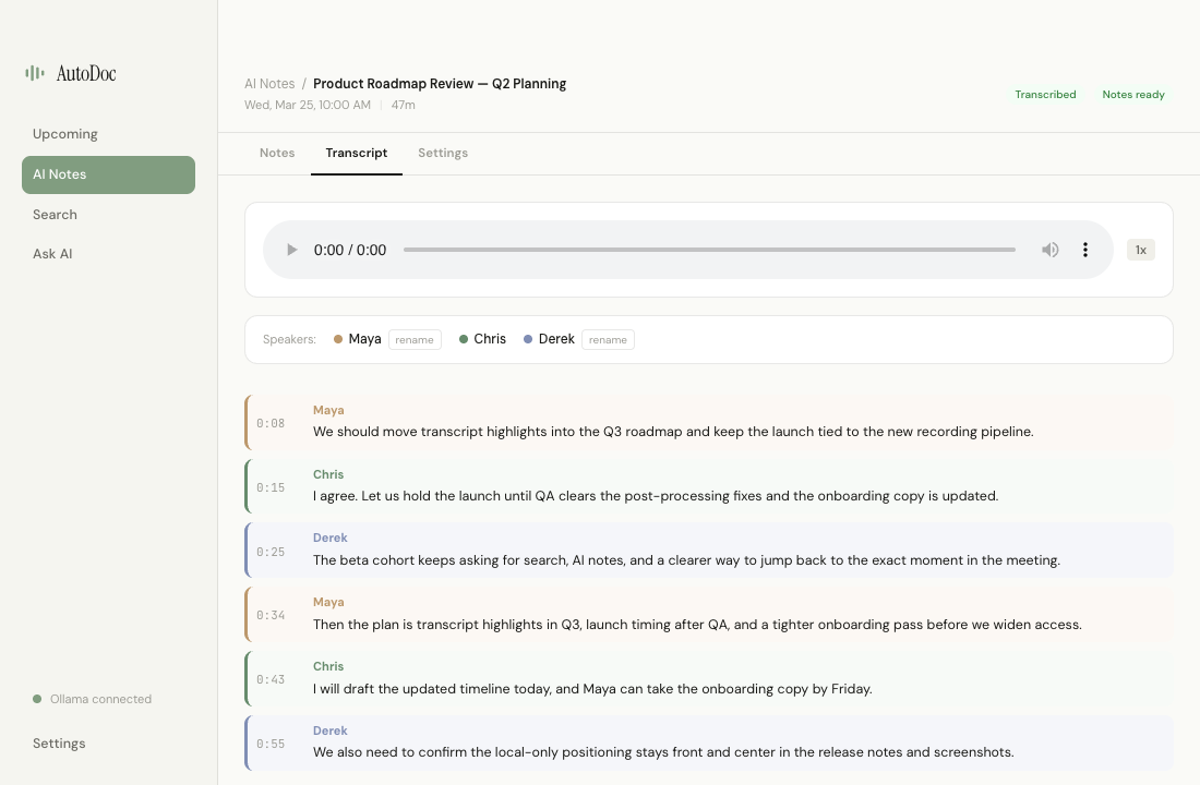 Transcript and speaker view